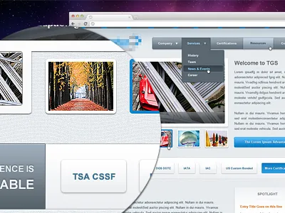 Homepage button clean footer header interface menu nav navigation slideshow texture web web ui website