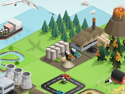 Carbon Cycle (AR Game) carbon card cardboard cycle island isometric my poor brain nature playset road set smith tim transport volcano