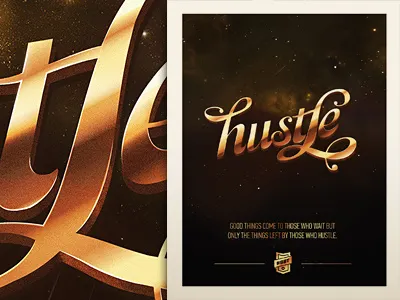 Hustle bbt busy building things gold good things hustle poster print wallpaper