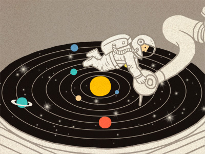 Star Track art astronaut fun humor illustration ilovedoodle lim heng swee music poster print record smile solar system space star