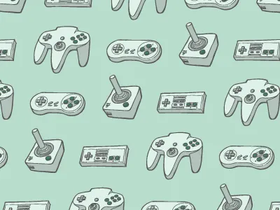 Classic Controllers atari cartoons illustration n64 nintendo snes