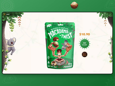 Macadamia Nuts Website animation branding graphic design homepage landing page logo makadamia motion graphics packaging design product design ui website