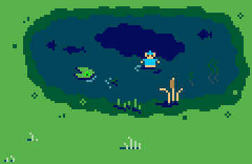 Legendary Pond 8 bit 8bit animated animation equip fish game gif legend pants pixel pond videogame water