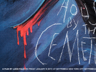 House by the Cemetery / poster blue eurostyle film lettering poster red