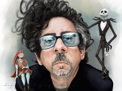 Burton's Thoughts caricature illustration nightmare nightmare before xmas painter12 painting portrait tim burton