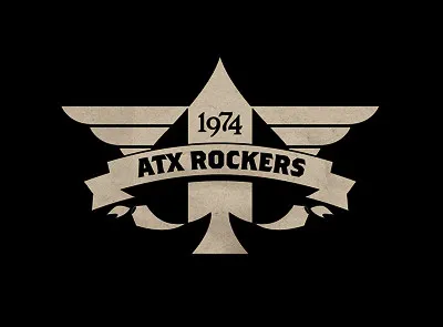 ATX ROCKERS austin cafe club logo motorcycle racer rockers vintage