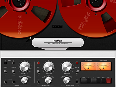 Revox B77 - Reel To Reel buttons controls dials interface lighting recorder reel reel to reel switches to ui