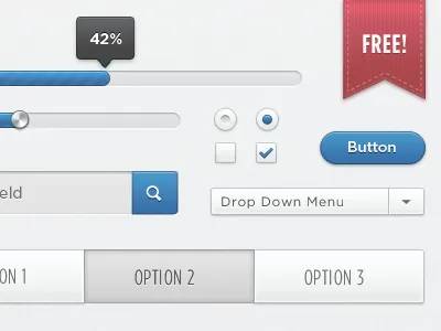 Free UI PSD button input menu psd radio button ribbon slider ui
