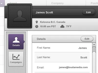 Buzzbuilder - Contact Popup admin clean dark gui interface marketing notes panel paper purple ui