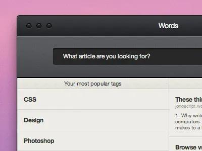What article are you looking for? app buttons desktop html icons interface osx reading text typography ui ux