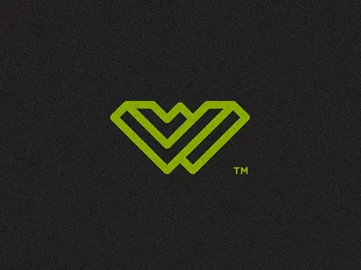 W green illusion impossible logo mark nerd opart optical w