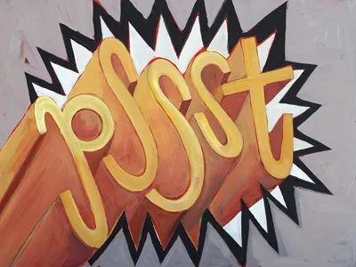 Pssst hand made lettering painting quiet type