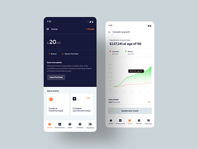 Investment Mobile App Design dashboard design design ios app mobile app ui ui ux design web app website design