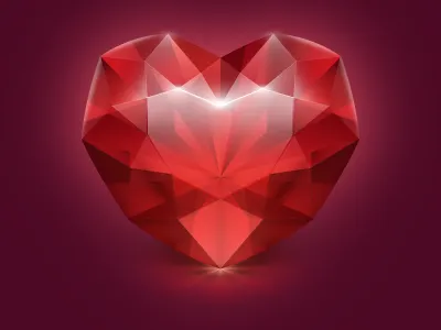 Heart Stone glass icon love precious ruby saint valentine stone vector
