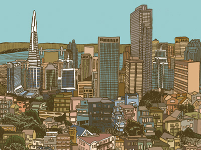 Finished illustration of San Francisco design diary hand drawn hero design studio illustration inspiration journal san francisco travel