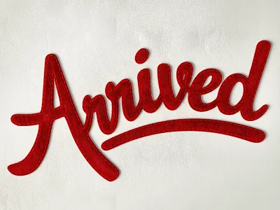 Arrived App 3D Logotype 3d carpet leather logo logotype red stitches texture type typo velour volume