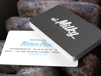 Business card Milky blue branding businesscard grey identity logo type typo