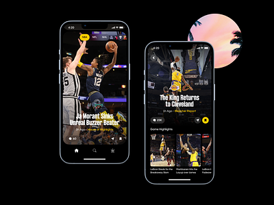 NBA Highlights — iOS App app app design application basketball design figma grid interface ja morant lebron james mobile mobile app mobile ui nba product design sports ui user experience user interface ux