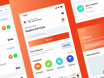 Home Services Platform | Mobile App dashboard design electrician home services ios app marketplace mobile app online hiring platform plumber ui ui ux design web app