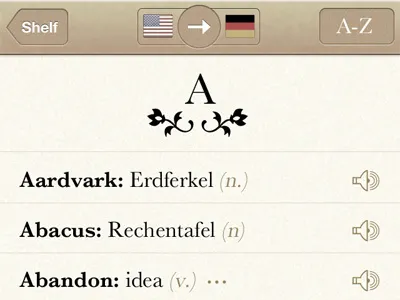 Languages Iteration #3 app dictionary ios iphone mobile texture topbar translation ui