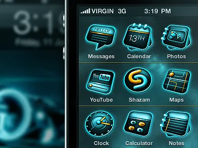 TRON:LEGACY iOS Iconset futuristic icons iphone set tron legacy