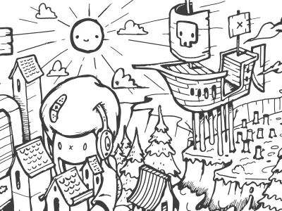 Doodle drawing header illustration pen