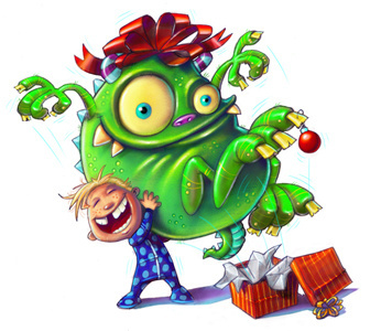 That One Special Gift cartoon childrens book christmas digital funny gift holiday humorous illustration monster photoshop