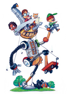 Modern Pinocchio cartoon childrens book classic story digital funny humorous illustration photoshop pinocchio robot
