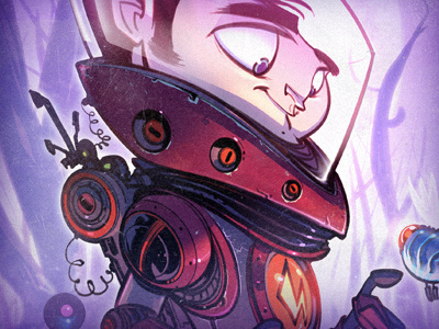 Spacecamp cartoon illustration kid orange pink purple red sci fi spacecamp