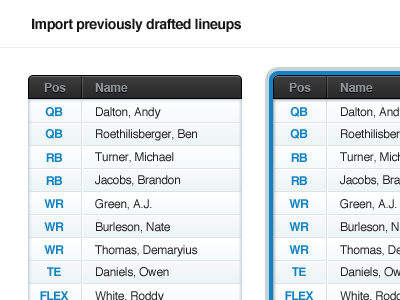 Lineup import football import lineup ui