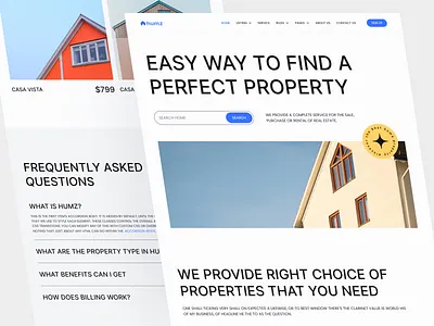 humz - Real Estate Website Design agency clean design hotel house landing page property property website real estate real estate website ui web design website