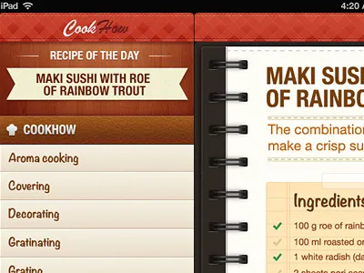CookHow for iPad application cook icon ipad recipe sushi