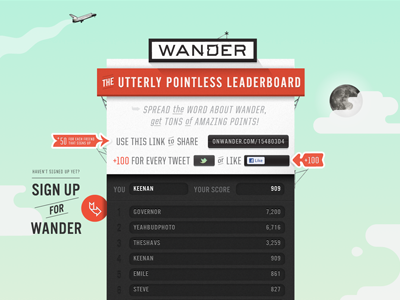 The Utterly Pointless Leaderboard product site ui web