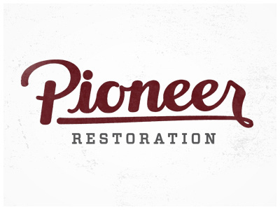 Pioneer Restoration - Final Script. branding lettering logo script texture