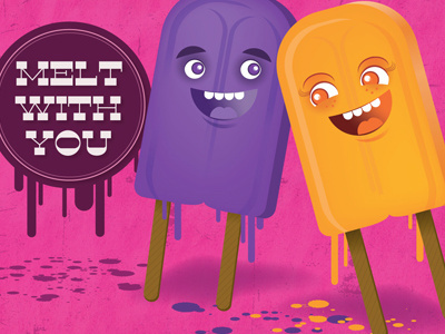 Valentine's Day Card 1 - Melt With You character day design digital drip graphic illustration melt pink popsicle type valentines