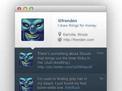 Profile view app gui mac message messaging minimal social tweet twitter ui