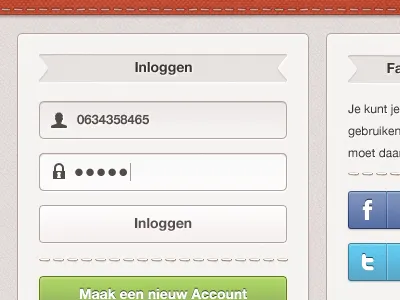 Log in interface button facebook interface login password provider sign in sign up stitches twitter ui username web