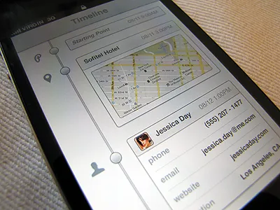 Timeline UI app avatar card contact gray iphone light map reflect timeline ui ux