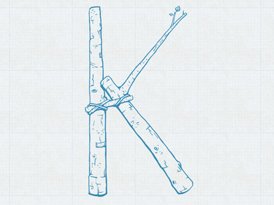 'Birch' K design font lettering rope tree typeface typography wood