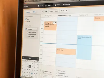 Acme Inc8 app black blue calendar interface poland task ui web