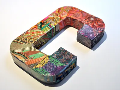 Letter C dressed in Hermes 3d collage craft fun letters