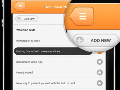 Deck Mobile Interface button chart deck depth image iphone pages table ui