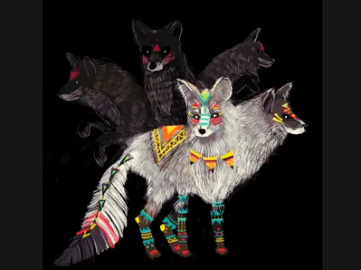 le rouge warrior/s/ art fox illustration spirit tribal