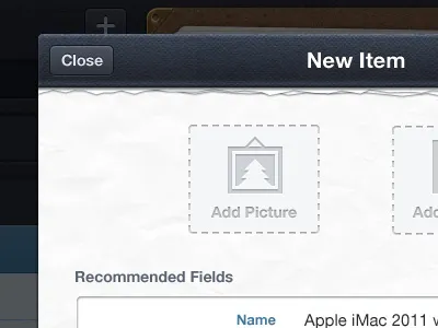 Getbelongings (new item box) app ios ipad paper popup textures ui ux