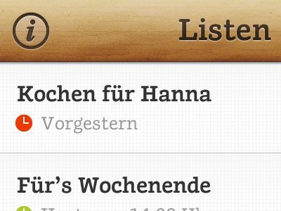 Grocery lists button cell header iphone list wood