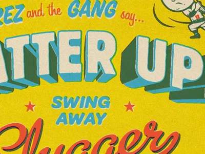 Batter Up! america baseball character design illustration mascot offset retro rinker script sports stars type typography usa vintage