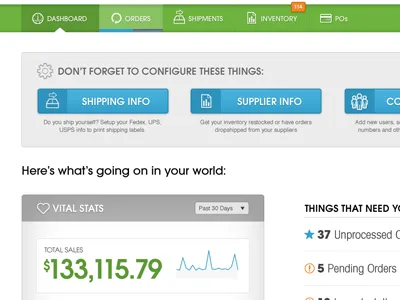New Ordoro Dashboard app avant garde dashboard infographics ordoro