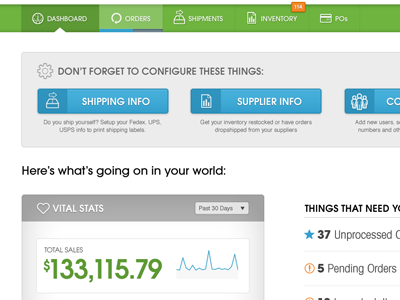 New Ordoro Dashboard app avant garde dashboard infographics ordoro