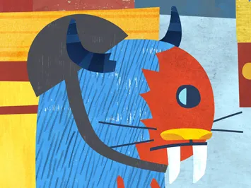 Monster with helmet blue kid art monster red sorryyourehappy