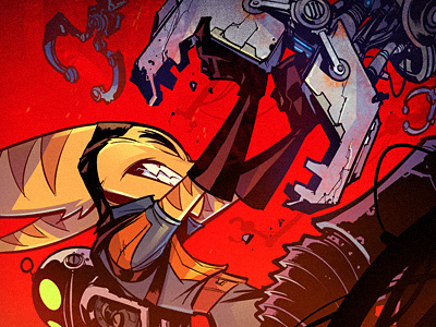 The Struggle cartoon illustration ratchet red robot
